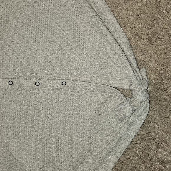 Inspired Hearts Sleeveless Tan Henley Button/Snap Down Tie Bottom Top - Picture 4 of 5